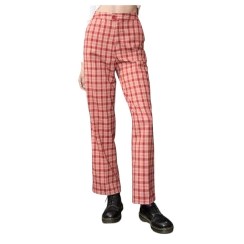 John Galt Brandy Melville Plaid Valentina Pants Women OS Red Orange High Waist